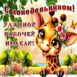 Picture заманчивая гиф-открытка с жирафом, удачного понедельника и рабочей недели