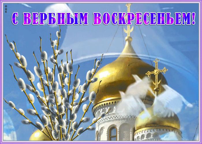 Картинка анимационная открытка с вербным воскресеньем