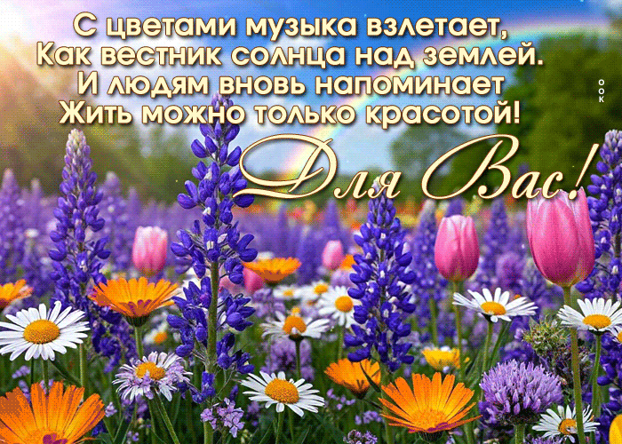 Postcard бодрая гиф-открытка, эти цветы для вас