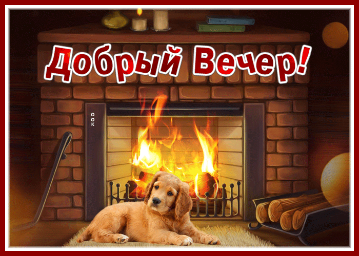 Picture чудесная открытка добрый вечер с щенком
