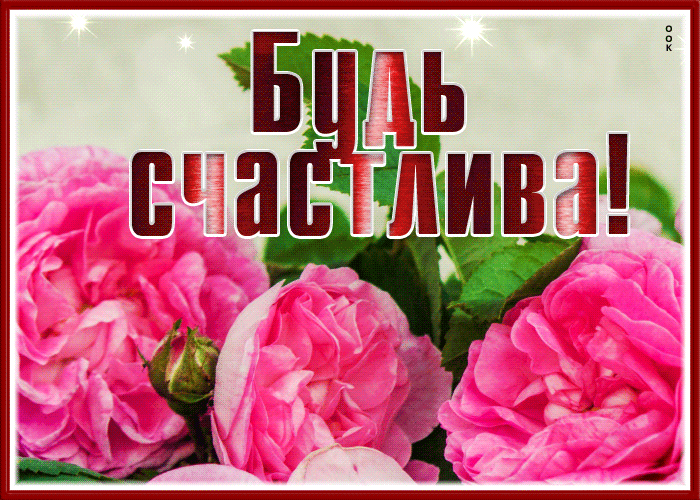 Postcard чуткая гиф-открытка, будь счастлива, дарю эти цветы тебе