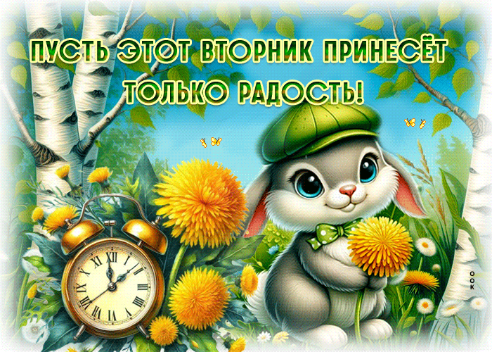 Postcard деликатная гиф-открытка, пусть вторник принесет радость