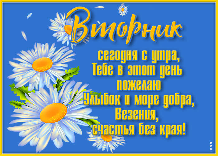 Открытка картинка поздравление со вторником