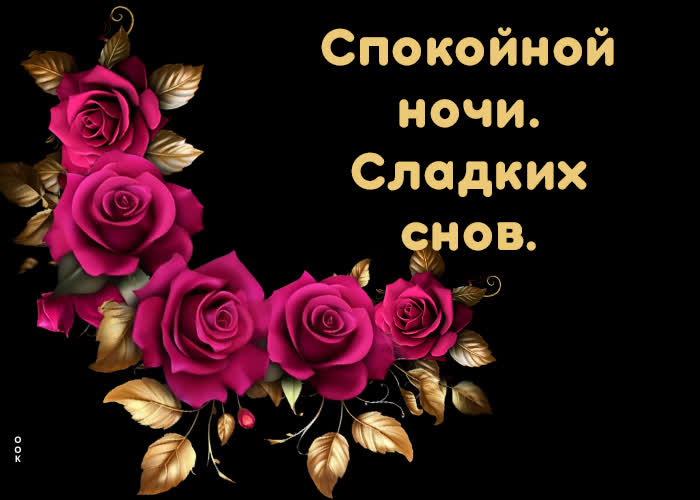 Postcard картинка сладких снов с эффектными розами