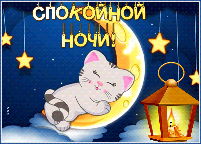 Picture картинка спокойной ночи со спящим котиком