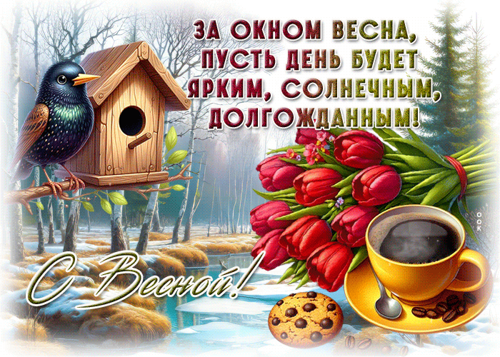 Picture манящая гиф-открытка, пусть день будет ярким, с весной