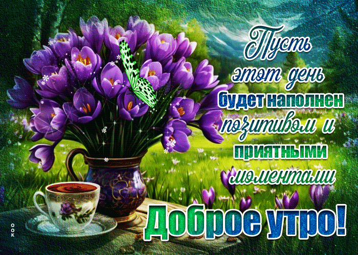 Postcard многоцветная гиф-открытка, пусть утро и день будут приятными