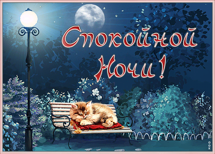 Открытка открытка спокойной ночи с кошкой