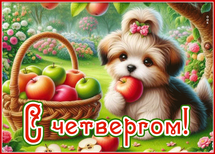 Postcard стильная гиф-открытка, поздравляю с четвергом