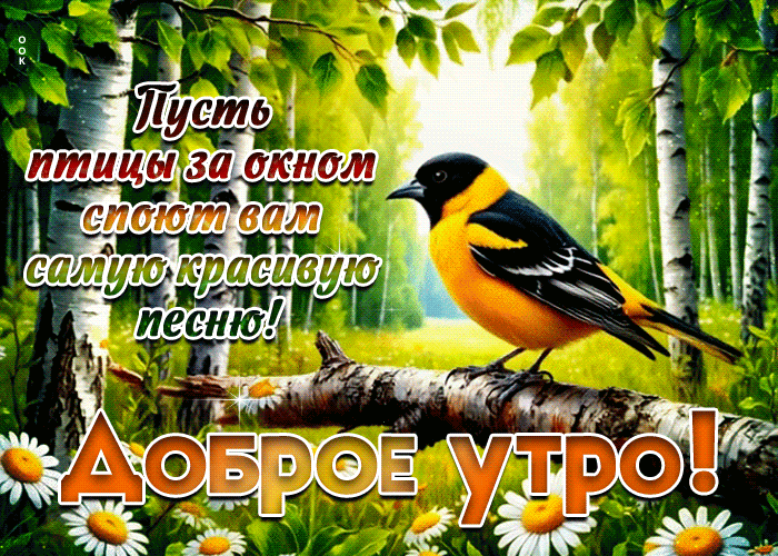 Picture сверкающая гиф-открытка, пусть птицы за окном поют