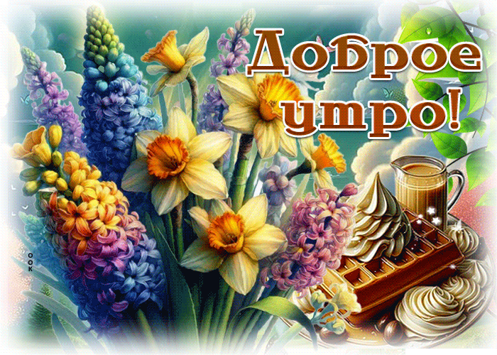 Postcard утончённейшая гиф-открытка, с добрым утром, весна