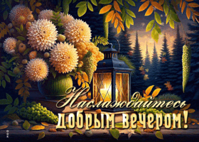 Postcard душевная гиф-открытка, наслаждайтесь добрым вечером