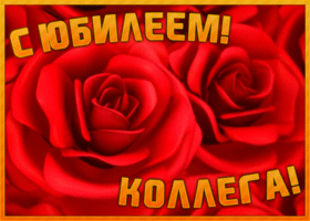 Открытка картинка с юбилеем коллеге с цветами