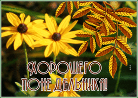 Postcard открытка хорошего понедельника с осенними цветами